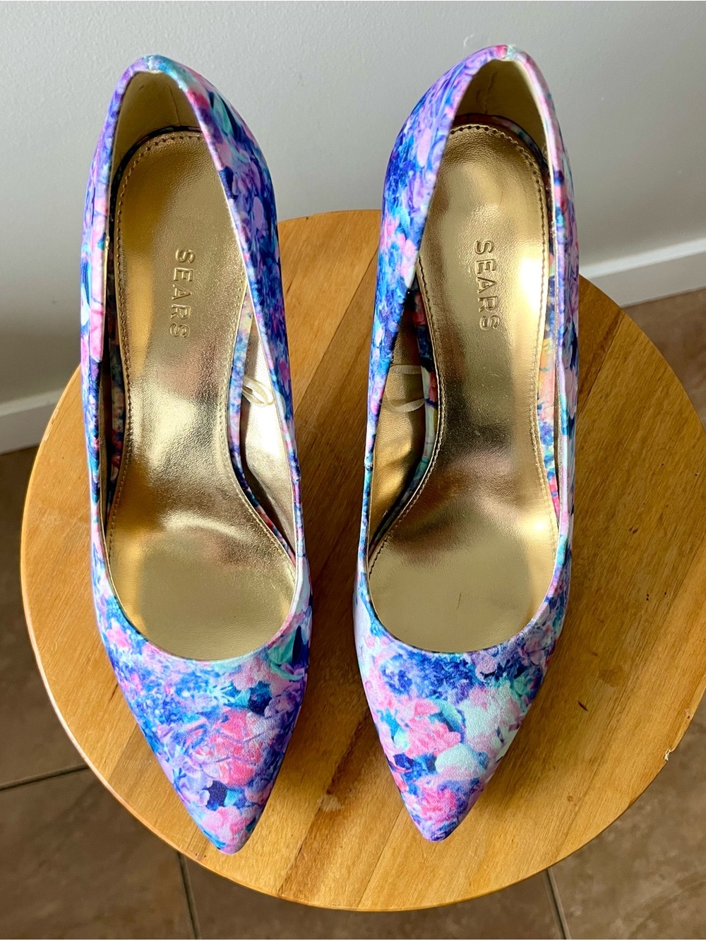 Sears Floral Pink and Purple Pointed-Toe High Heels Size 8 - Going Out Y2K Party - Picture 7 of 10
